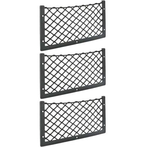 Sæt med 3 bilopbevaringsnet 36 x 18 cm – Elastisk net til opbevaring af bagage og aviser – Robust fastgørelse til varevogne og autocampere-FA-