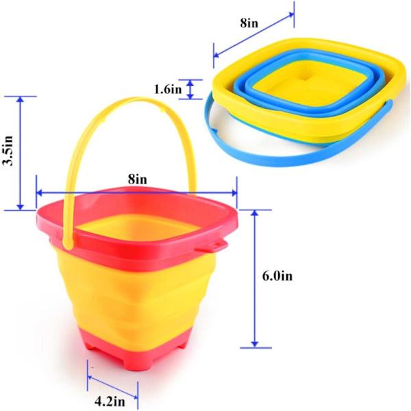 3-pack hopfällbar hink, för barn strand lek camping vatten och mat