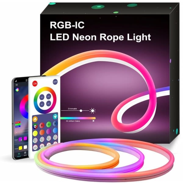 LED Neon Lysstripe 3m RGBIC Bluetooth LED Lysstripe med APP