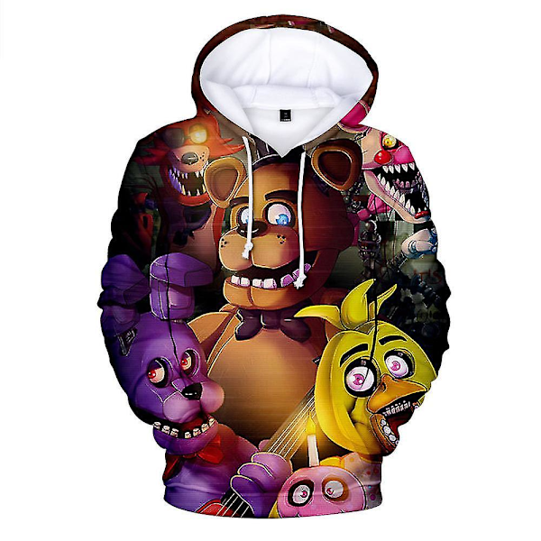 Five Nights At Freddy's 3D Digitaalinen Painatus Rento Huppareita Barn Unisex Fnaf Hupullinen Pusero Hyppytakki Toppar[HK] B B 7-8 Years