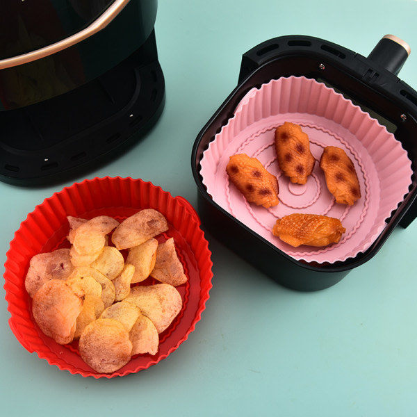 IC Tjock rund silikonform för Air Fryer blå