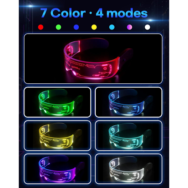 LED-lasit - itsevalaisevat lasit Cyberpunk Futuristiset Neon Rave DJ