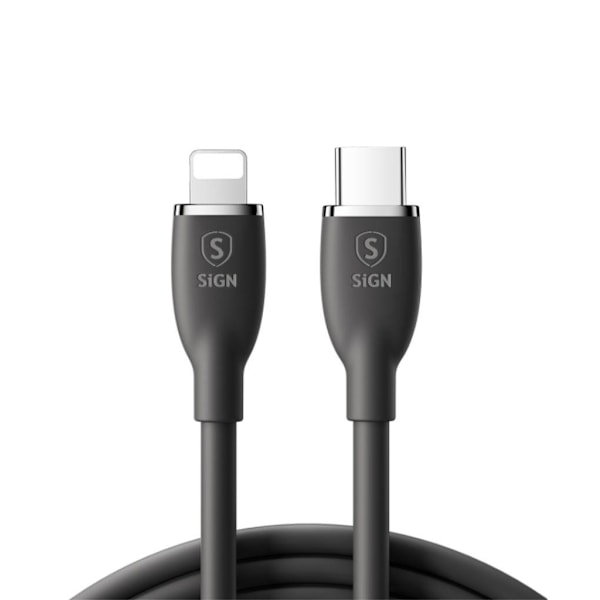 SiGN USB-C till Lightning-kabel 30W, 2m - Svart black