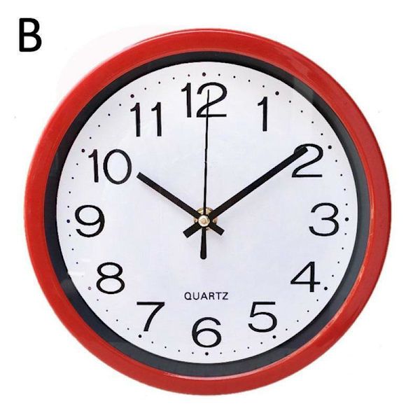 Rund Väggklocka Sovrum Köksklockor Quartz Silent Movement Heminredning Red