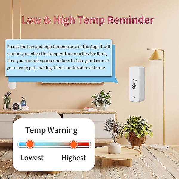 3x Tuya Wifi temperatur- og fuktighetssensor innendørstermometer Hygrometer -GSL