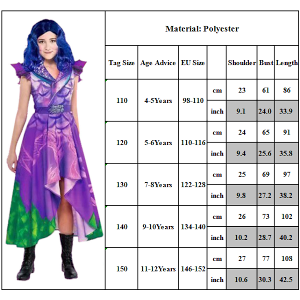Descendants 3 V-kaula-mekko ilman hihoja Descendants 3 150 cm 150 Descendants 3
