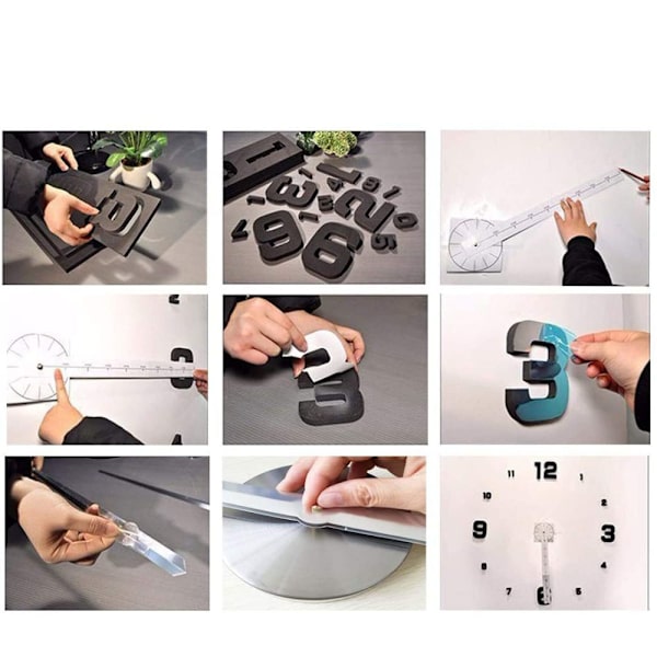 DIY Veggklokke DIY 3D Veggklokker Moderne Design Akryl Vegg