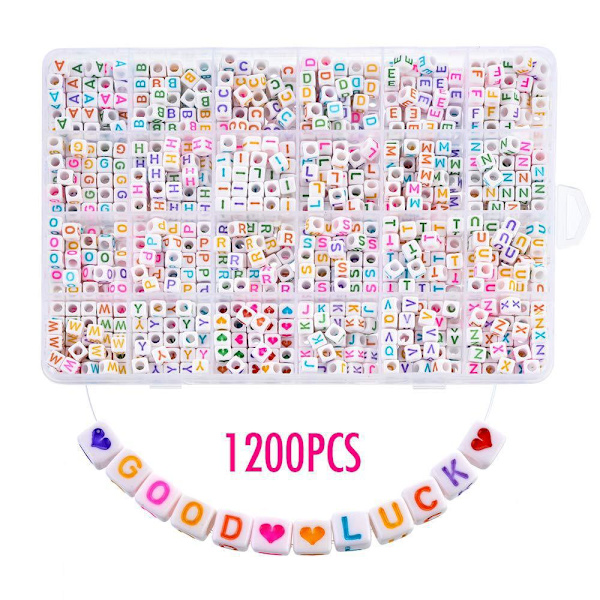 1200 stk akryl alfabet perler 6mm  DIY smykkefremstilling Typ A