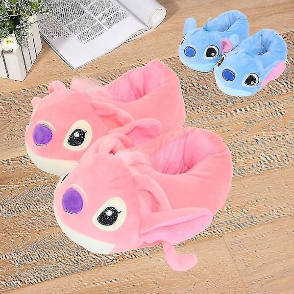 Stitch Angel Tøfler for Kvinner og Jenter, Fluffy og Varme Vintertøfler, Tegneserie Hustomtøfler for Gutter og Voksne