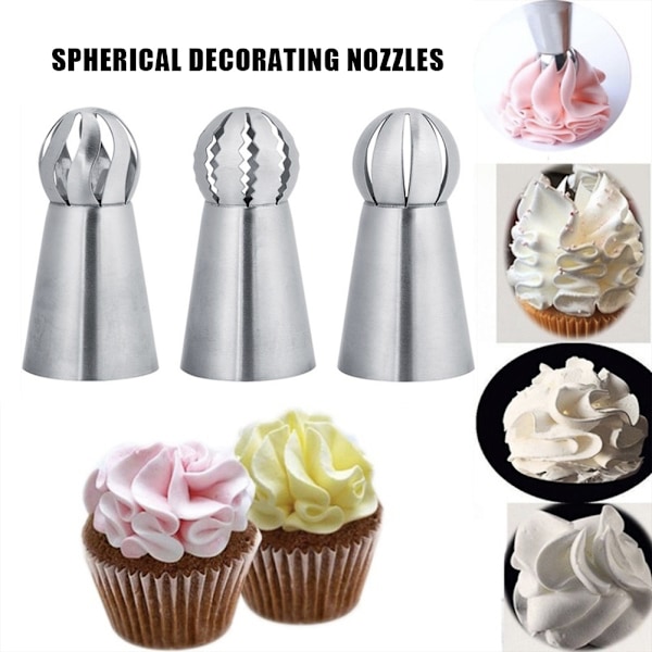 3 store sprøytetips / dyser - Rustfritt stål silver
