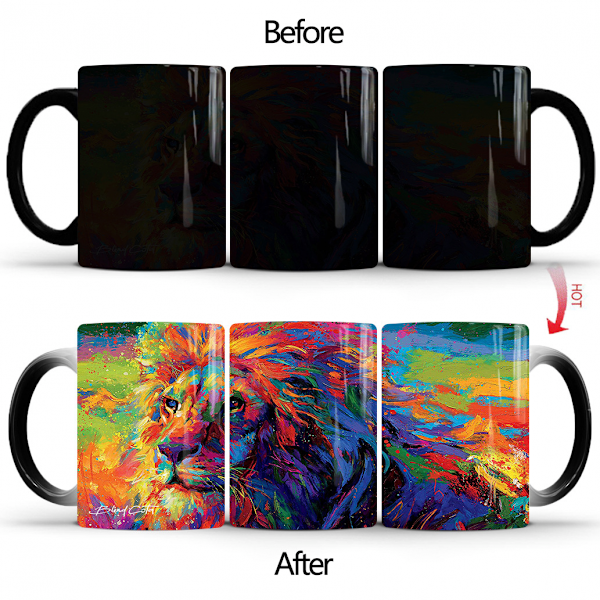 Varmefølsom Kaffe Kop, Løve Varme, Følsom Farveændrende Kop, 11 Oz