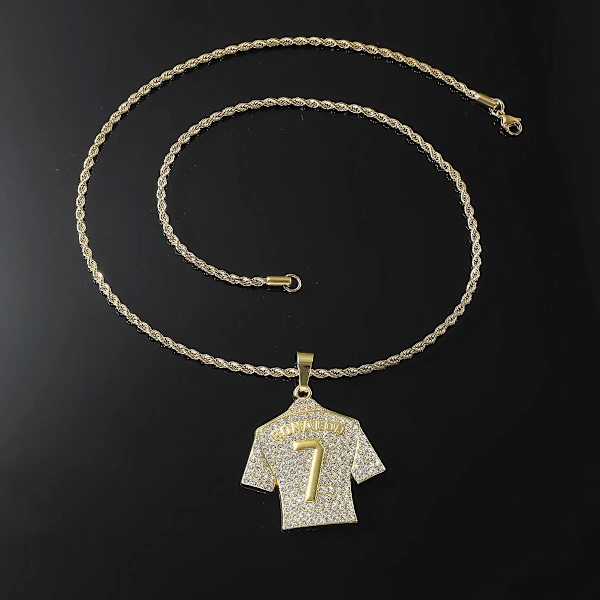 HNSP Cristiano Ronaldo CR7 Jersey Täysin Zirkonilla Koristeltu Ripusketju Miehille ja Pojille Jalkapallofaneille Hip Hop Korut Tarvikkeet Messi