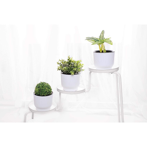 Självbevattnande blomkruka med veke, plast, liten, set om 6