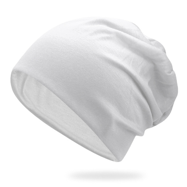 Kvinde Mænd Smart Hue Tynd Hip-hop Blød Stræk Slouchy Skull Cap Ny white