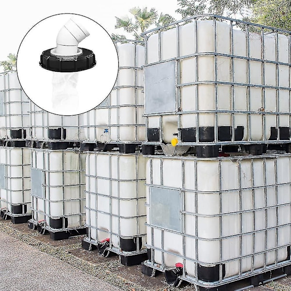 Lås med IBC-filter, 163 mm IBC-låsfiter, IBC-filterlås med vaskbart filter, IBC-lås med DN 75 45 graders vinkel, regnvandsfilter til IBC-vandtank