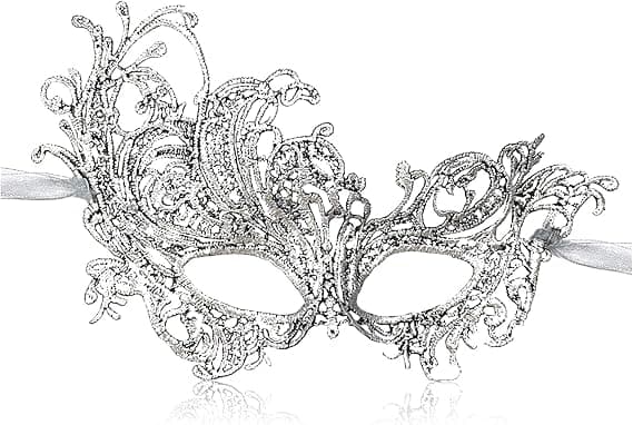 Festspetsmask Halloween samma stil halv ansiktsformad sexig silver maskeradmask-FA-