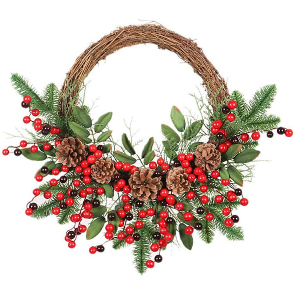 20inch Merry Christmas Wreath Christmas Berries Wreath with Pine