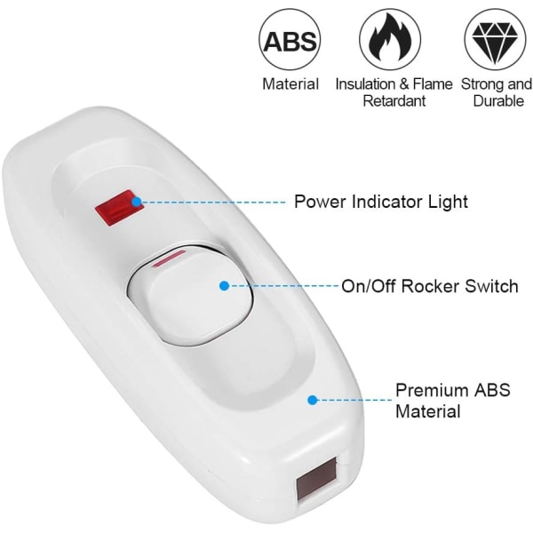 5 indbyggede lysafbrydere/lys/afbrydere, hvid