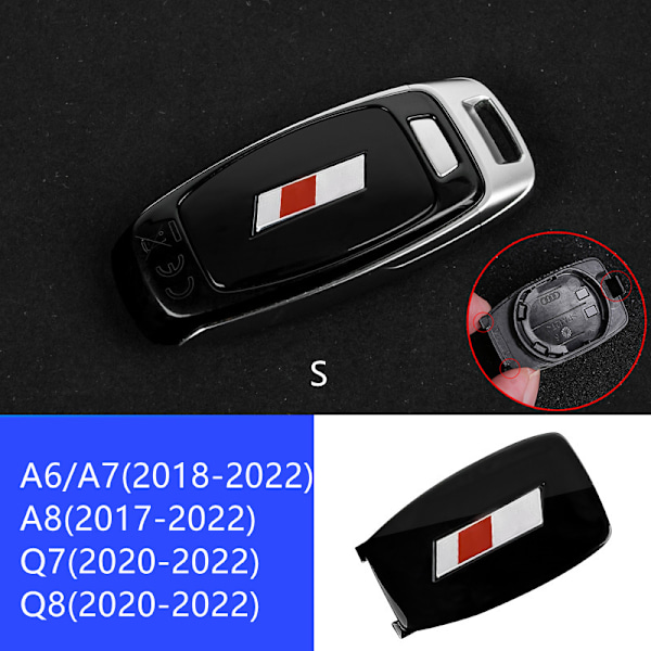 Skyddande skal för smart bilnyckel, skyddande skal för Audi RS A4 B9 A5 Horizon C8 A8 D5 Q5 Q7 Q8 TT 2015-2022 B-Bright Black-S