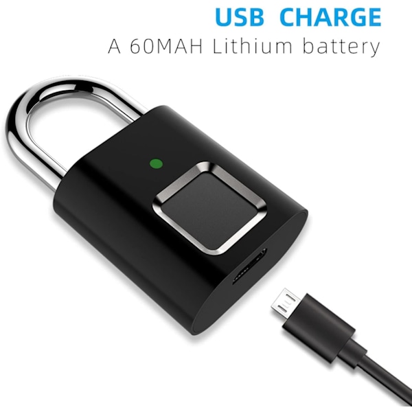 Sormenjälkilukko, älykäs avaimeton riippulukko, USB-ladattava, kuntosalin kaappilukko, yhdistelmälukko, reppuihin, matkalaukkuihin, polkupyöriin, matkatavaroihin -FA2-