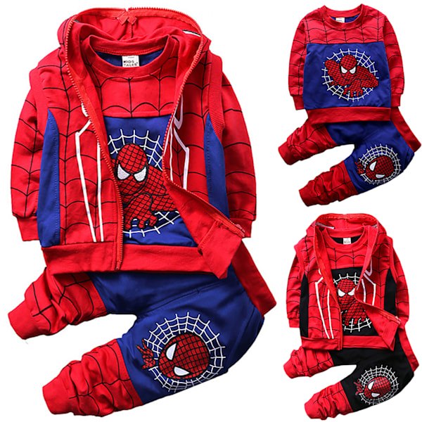 Spiderman Treosainen Harjoitussetti Pojille - Huppari + Housut + Huppari Musta Black 100