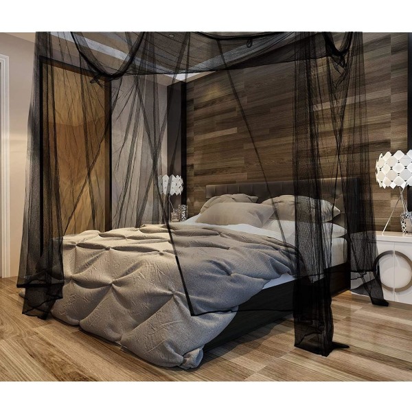 Myggnät för sängöverkast, 4 hörnstolpar gardiner sängöverkast