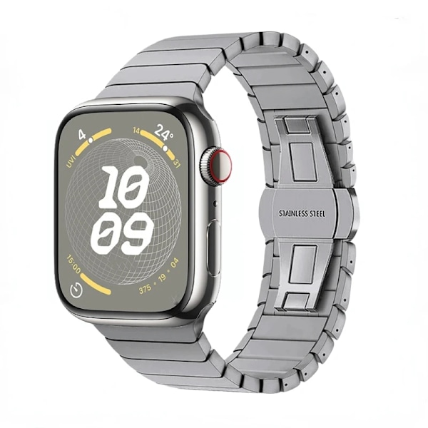 Metallrem för Apple Watch 9 8 7 45mm 41mm Ersättningsarmband i rostfritt stål för iwatch 6 5 4 3 2 SE 44mm 40mm Ultra/2 49mm Grey