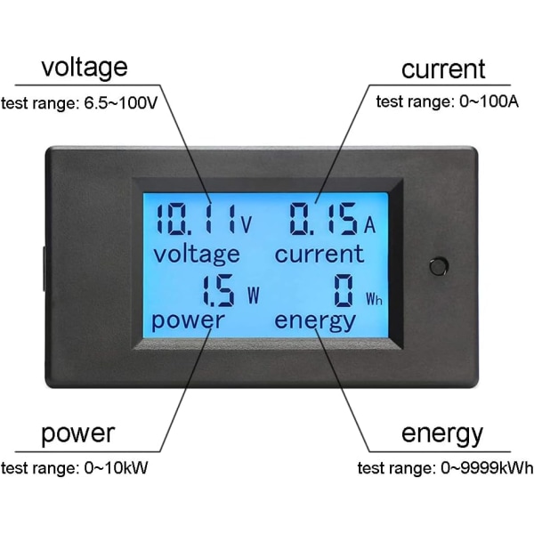 Spænding Strøm Effekt Måler Energiovervågning DC 6.5-100V 100A