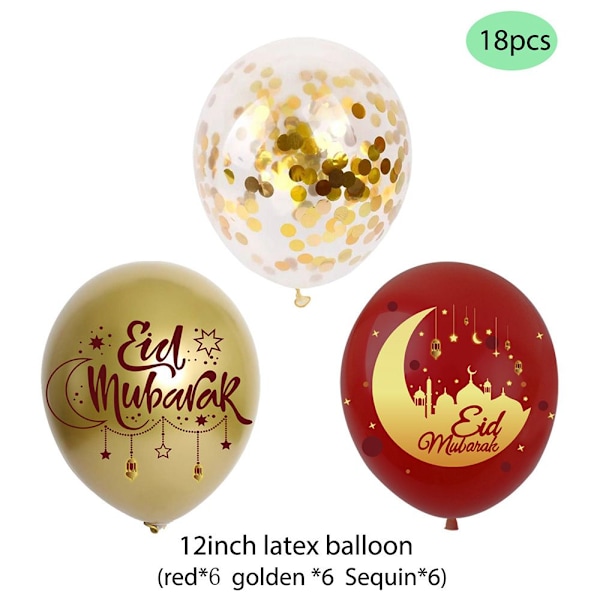 Eid Mubarak Ramadan-juhlabanneri ja ilmapallot set 2(include 18 balloons)