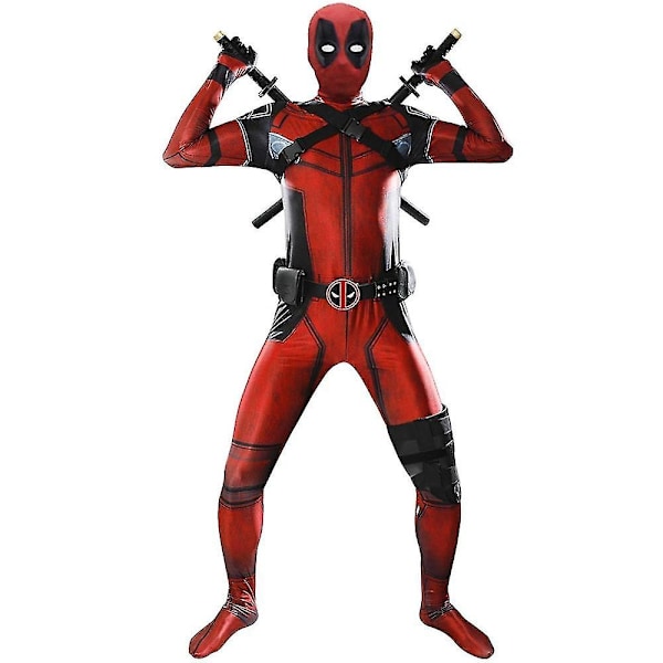 Deadpool Kostume Cosplay Børn Voksen Kostume Anime Superhelt Cosplay Dödsengel Anime Voksen Service Leotard Hatte Tilbehør Anime-WELLNGS 5 STK