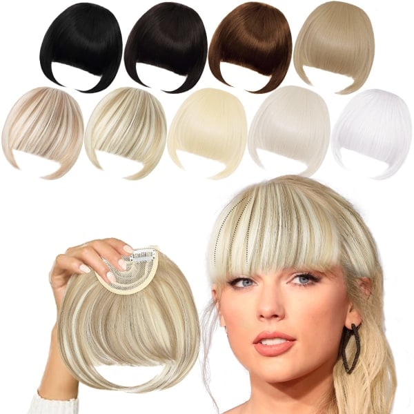 TG Blond lugg Clip In Bangs Blont Clip I Tjock Naturlig