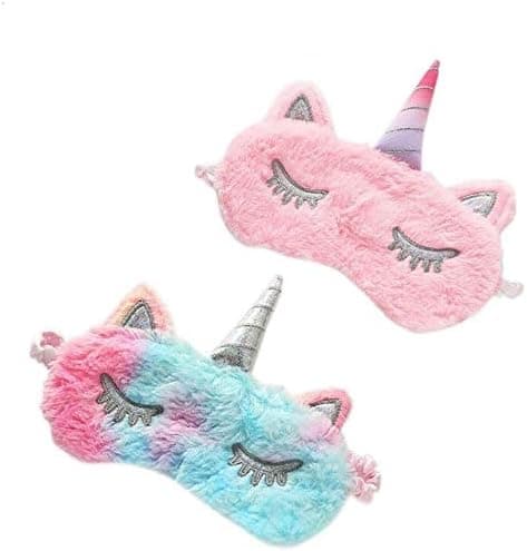 Sovmask för barn, 2-pack Unicorn Kids sovmask, söt-FA-