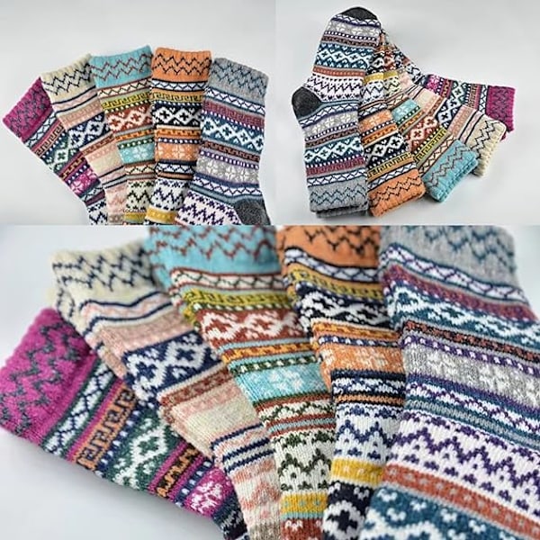 Varma Sockor, 5 Par Damullsockor för Vinter - Mjuka och Tjocka