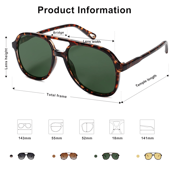 Retro Firkantede Polariserede Aviator Solbriller Dame Herre 7