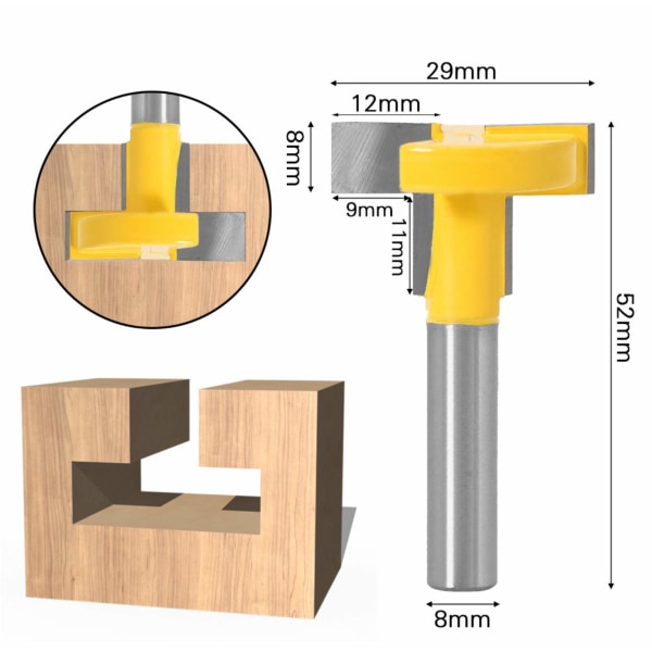 8mm T-spor Router Bit T-formet Spor Router Bits Skæring 8mm Blad