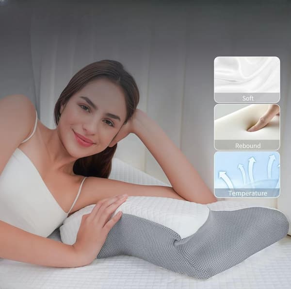 Søvnapnépude, cervikal pude (til behandling af søvnapné), højkvalitets memory foam-pude (til lindring af nakkesmerter), ergonomisk pude-FA-