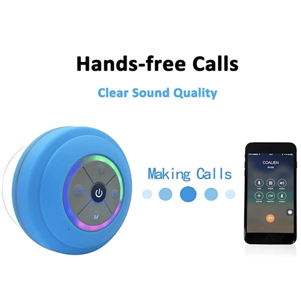 Vattentät LED Duschhögtalare Bluetooth Vit