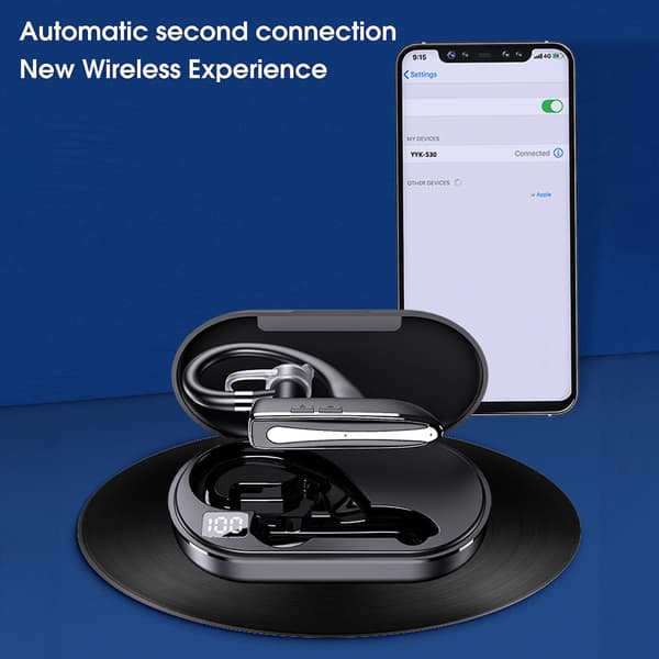 YYK-530 trådløse ørepropper med ørekrok, lang batterilevetid, digitalt display, stereolyd, Bluetooth 5.1, løpeørepropper-FA-