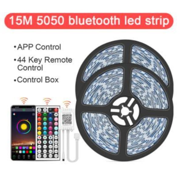 15M - 44-knappars Bluetooth LED-remsa - APP-kontroll MultiC multicolor 15m smd5050 bluetooth led strip 30le