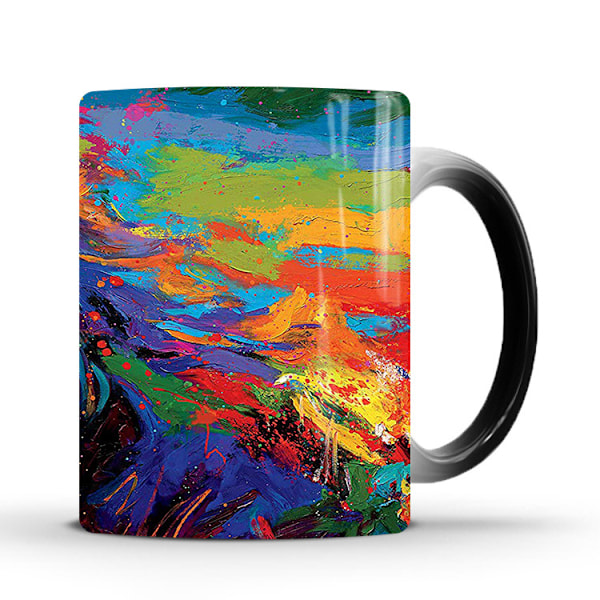 Värmeförändrande kaffemugg, lejonmotiv, känslig färgförändrande mugg, 11 oz