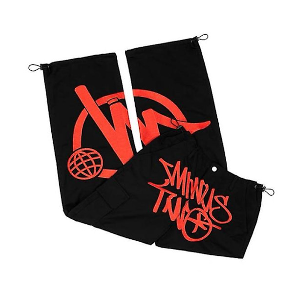Minus Two Overalls - Bredbenet Goth Arbejdsbukser Herr Y2K Star Alt Rød L Red