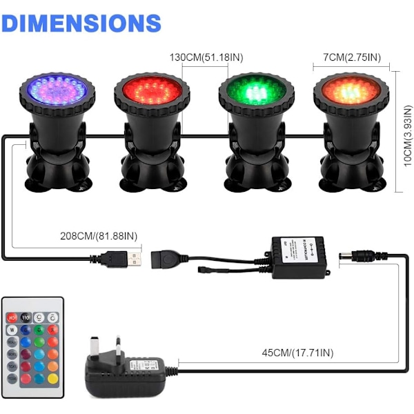 Hage Damlys 8W 36 LED RGB Spotlight Akvarium