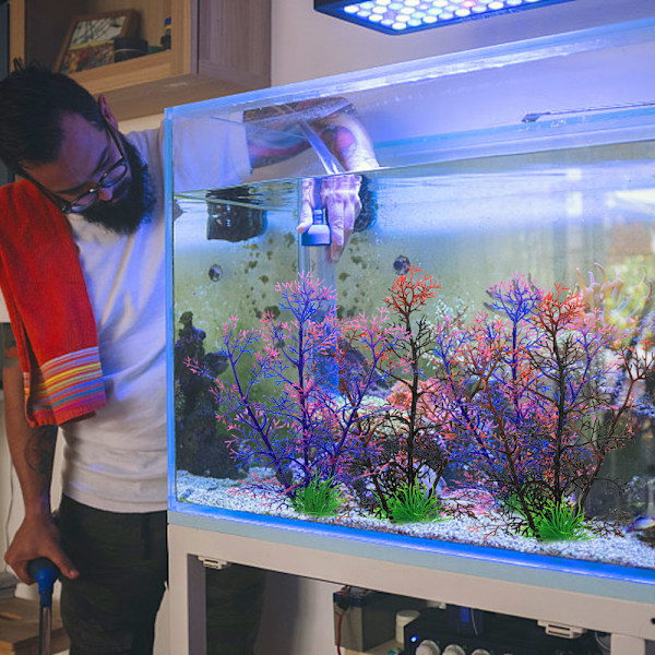 Akvariumsplanter i plast, kunstige fiske-tankplanter, dekorasjonssett med 5 stykker