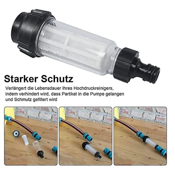 Vannfilter Hage Slange, 3/4 Tommer Vann -filter Vannfiltersett Med 5 Filterinnsatser + 2 Hurtige A