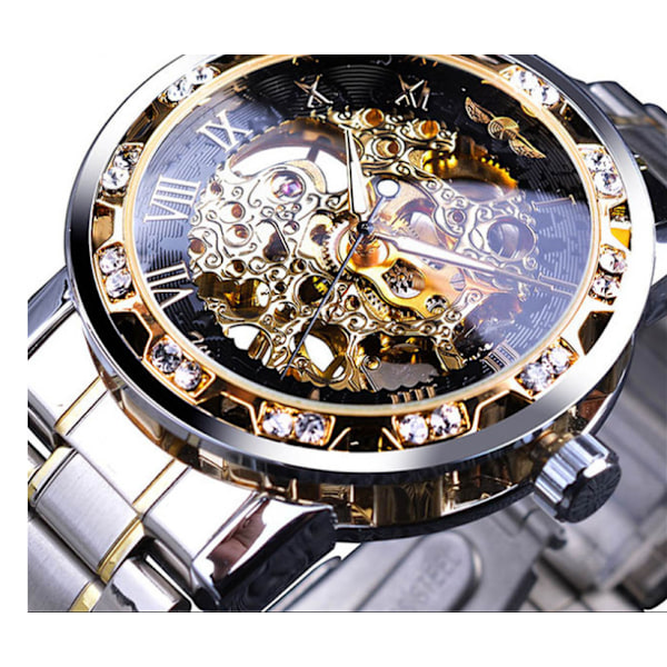 Klocka Mekanisk Hollow Formell Klänning Klocka Vatten Diamant Manuell Mekanisk Klocka Herr Mode