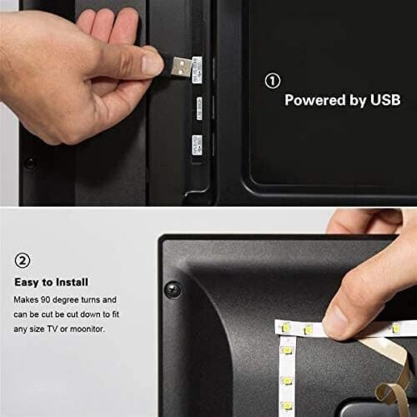 1-5M USB LED-nauhavalot RGB-väri 5050 Vaihtava teippi Kaappi Keittiön valaistus 2M Strip light Full Kit