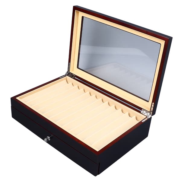 Pen Display Box 23 Slot Dobbeltlags Gennemsigtig Top Pen Samling Display Box til Jubilæer Bryllup Sort-FA-