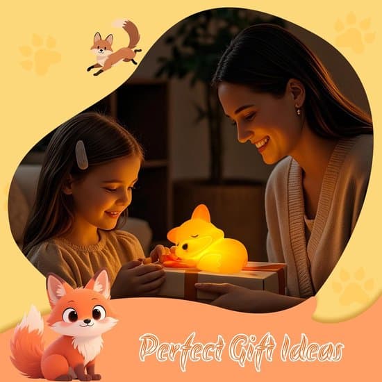 Fox Night Light - Cute Silicone Lamp - Rechargeable with Timer and Dimming Function