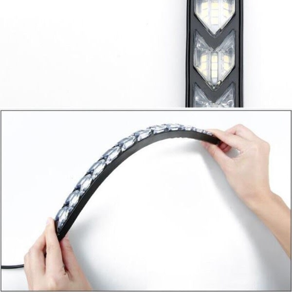 1 par 12 røde LED-bil DRL-lysstripe frontlykt pilsignal