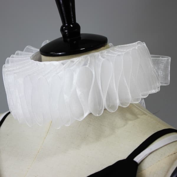 Dame renessanse elisabethansk rysjet falsk krage chiffon retro klovnehalsruff-FA-